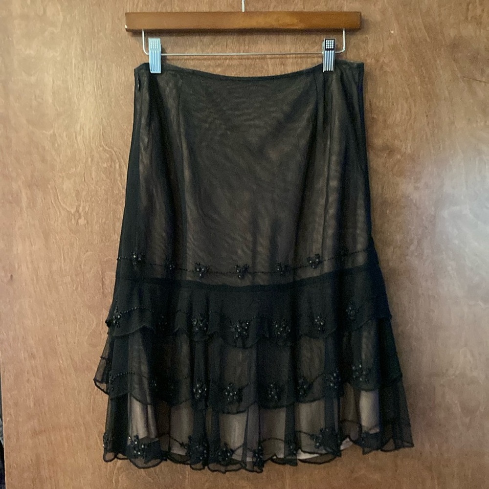 Black Ruffled Asymmetrical A-Line Skirt